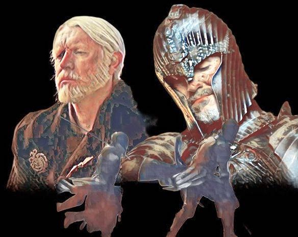 Prince Baelor Targaryen gravely wounded and Prince Maekar Targaryen in armor during the Trial of Seven in A Knight of the Seven Kingdoms