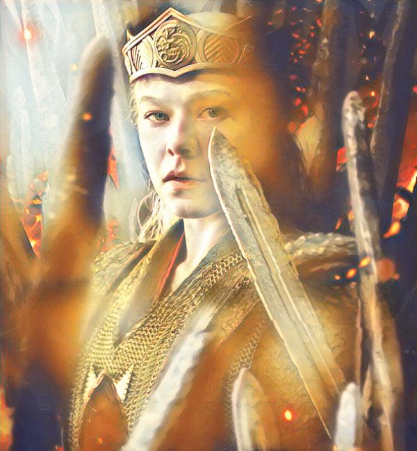 Rhaenyra Targaryen looking tense at the Iron Throne in House of the Dragon